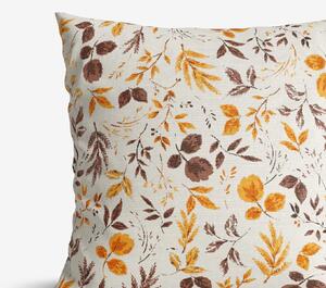 Goldea față de pernă decorativă loneta - frunze în maro și portocaliu 45 x 45 cm