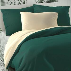 Lenjerie de pat din satin Kvalitex LuxuryCollection, verde/crem 140 x 200 cm, 70 x 90 cm