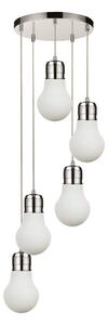 Bulb, lampă suspendată, dulie E27, 5 becuri, 60W crom-transparent-alb