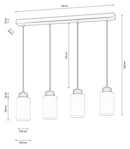 Bosco, lampă suspendată, dulie E27, 4 becuri, 60W, alb-negru