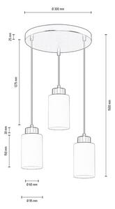 Bosco, lampă suspendată, dulie E27, 3 becuri, 60W, alb-negru