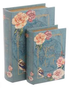 Set 2 cutii decorative, Lemn, Multicolor, Romance