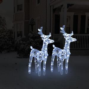 Reni de Crăciun, 2 buc., alb rece, 80 LED-uri, acril