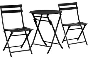 Set mobilier gradina, Quasar & Co.®, pentru balcon, terasa, bistro, format din masa si 2 scaune, pliabil, metal, negru