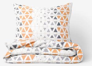 Goldea lenjerie de pat din 100% bumbac deluxe - triunghiuri gri-portocalii 140 x 200 și 50 x 70 cm