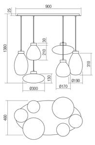 Lustră pe cablu Redo 01-3212 LUKE 6xE27/42W/230V negru