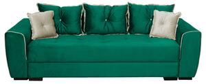 Canapea VERA extensibila, 3 locuri, cu arcuri si lada depozitare, verde + crem, 245x110x80 cm
