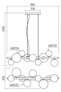 Lustră pe cablu Redo 01-3989 ASTRA 9xG9/8W/230V negru