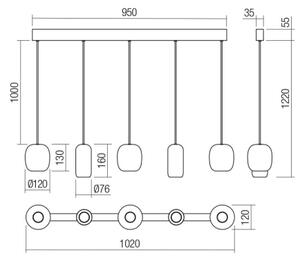 Lustră pe cablu Redo 01-3481 BOOM 5xGU10/10W/230V negru/verde/maro