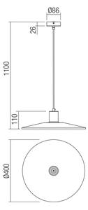 Lustră pe cablu Redo 01-4055 FRESNO 1xE27/42W/230V d. 40 cm