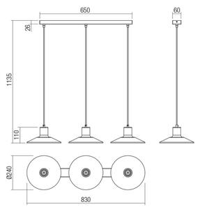 Lustră pe cablu Redo 01-4056 FRESNO 3xE27/42W/230V