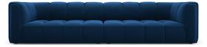 Canapea Serena cu 4 locuri si tapiterie din catifea, albastru royal