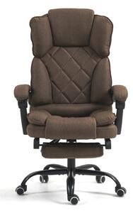 Scaun directorial, suport picioare, funcție recliner, textil, Maro