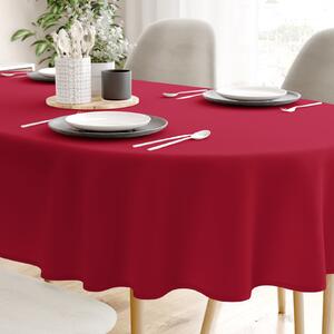 Goldea față de masă decorativă de crăciun loneta - uni roșu vișinie - ovale 140 x 200 cm