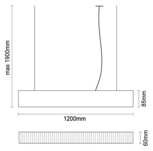 Lustră LED suspendată pe cablu, 55 W, 230 V, 3000/4000/6500 K, 120 cm, negru
