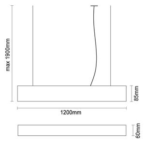 Lustră LED suspendată pe cablu, 55W, 230V, 3000/4000/6500K, 120 cm, albă