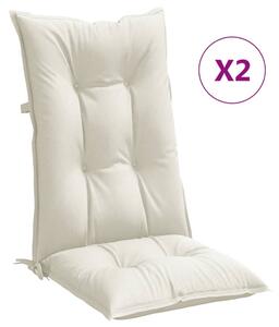 Perne scaun spătar înalt, 2 buc. melanj crem 120x50x7 cm textil