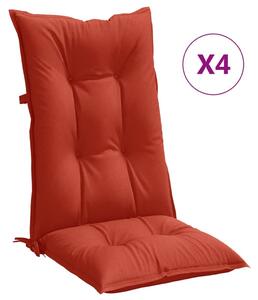 Perne scaun spătar înalt, 4 buc. melanj roșu 120x50x7 cm textil