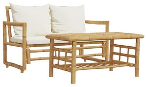 Set canapea de grădină din 2 piese, cu perne, bambus