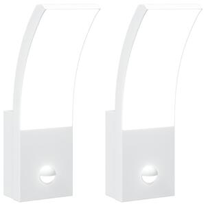 Lămpi exterioare de perete LED/senzor 2 buc alb aluminiu turnat