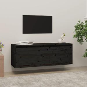 Dulap de perete, negru, 100x30x35 cm, lemn masiv de pin