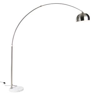 Lampă de podea cu arc din oțel cu bază din marmură albă cu abajur din oțel - Arc XXL