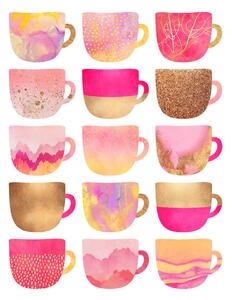 Ilustrație Pretty Pink Coffee Cups, Elisabeth Fredriksson, (30 x 40 cm)
