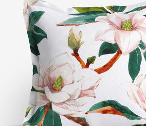 Goldea față de pernă 100% bumbac cu tiv decorativ - magnolie cu frunze 60 x 60 cm