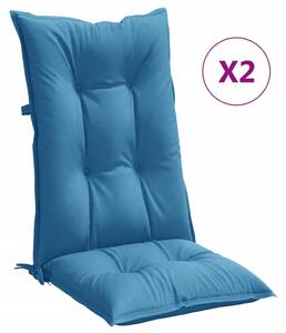 Perne scaun spătar înalt 2buc melanj albastru 120x50x7cm textil