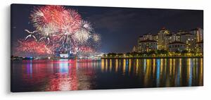 Tablou cu artificii in Singapur (120x50 cm)