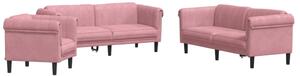 Set de canapele, 3 piese, roz, catifea