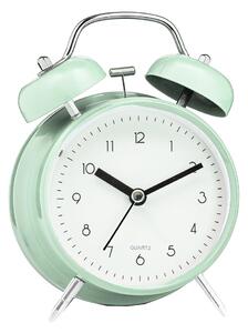 Ceas de masa desteptator Pufo Prime cu buton de iluminare cadran, metalic, 15 cm, verde deschis