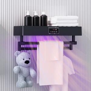 Uscător prosoape baie sau bucatarie cu sterilizator UV, pe perete, 60 cm, 450W, ElectricSun Standard negru