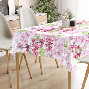 Goldea față de masă 100% bumbac - flori roz-verde cu frunze 40 x 40 cm