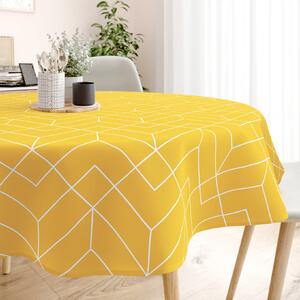 Goldea față de masă 100% bumbac - mozaic galben - rotundă Ø 140 cm