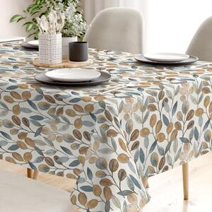 Goldea față de masă decorativă loneta - eucalipt maro și albastru 80 x 80 cm