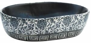Lavoar de blat, negru și albastru, 47x33x13 cm, ceramică, oval