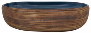 Lavoar de blat, maro și albastru, 59x40x14 cm, ceramică, oval