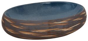 Lavoar de blat, maro și albastru, 59x40x15 cm, ceramică, oval