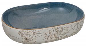 Lavoar de blat, nisipiu și albastru 59x40x14 cm, ceramică, oval