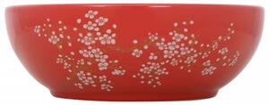 Lavoar de blat, alb și roșu, rotund, Φ41x14 cm, ceramică