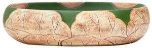 Lavoar de blat, verde și maro, 59x40x15 cm, ceramică, oval