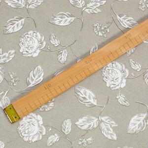Goldea țesătură decorativă loneta - trandafiri albi pe bej natural 140 cm