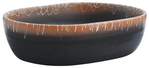 Lavoar de blat, negru și portocaliu, 47x33x13cm, ceramică, oval