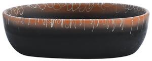 Lavoar de blat, negru și portocaliu, 47x33x13cm, ceramică, oval