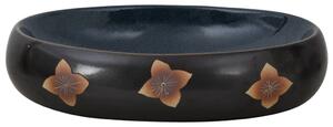 Lavoar de blat, negru și albastru, 59x40x15 cm, ceramică, oval