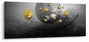 Tabloul cu bile abstracte aurii (120x50 cm)