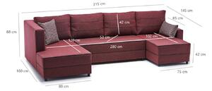Canapea extensibilă de colț Ece Panoramik - Claret Red