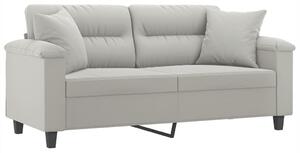 Canapea cu 2 locuri, cu perne, gri deschis, 140 cm, microfibră