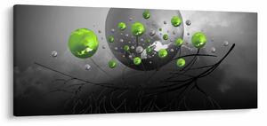 Tabloul cu bile abstracte verzi (120x50 cm)
